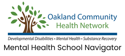 Image of Oakland County Health Network logo specifying Mental Health School Navigator