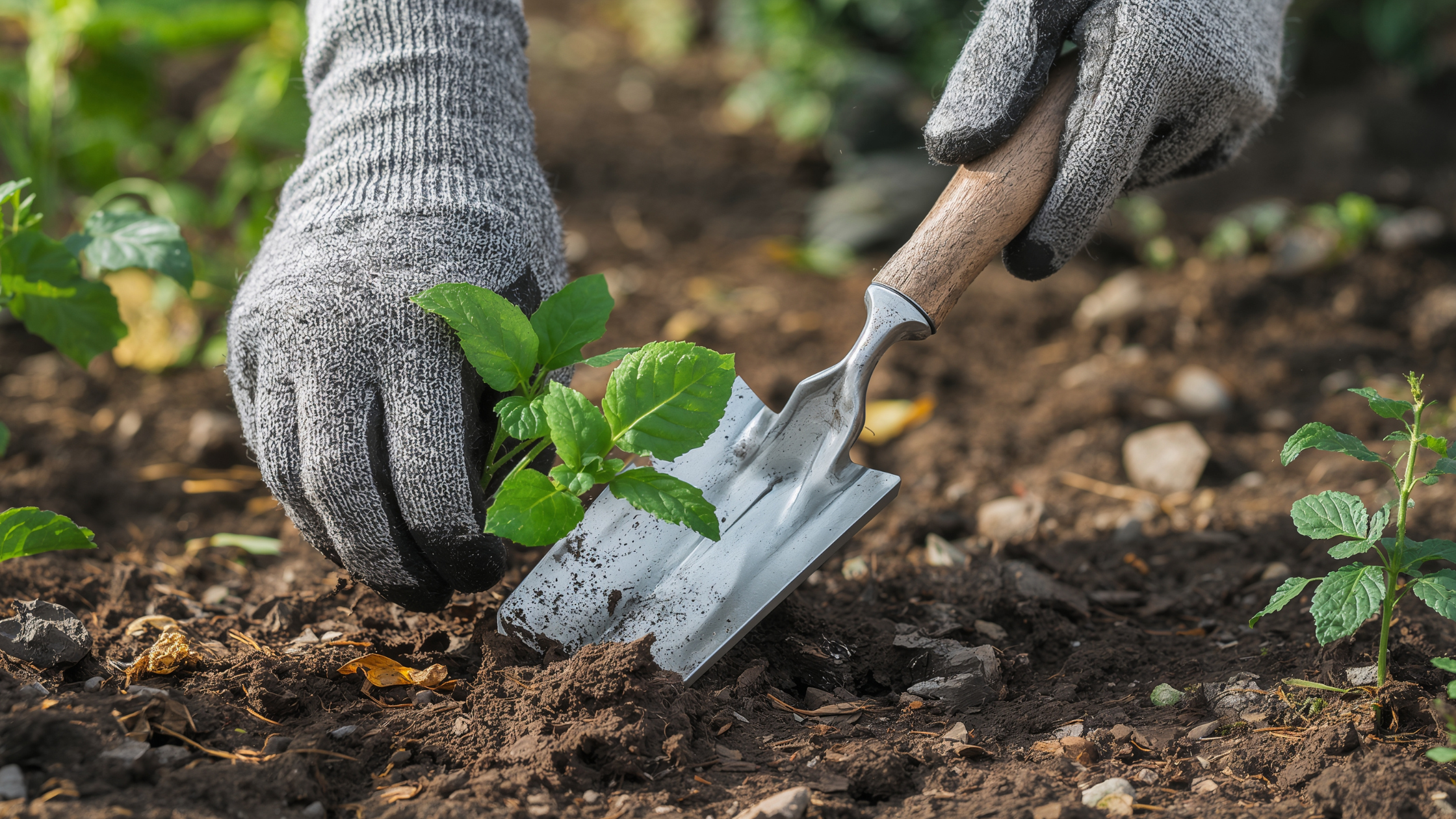 image of plant being placed into garden