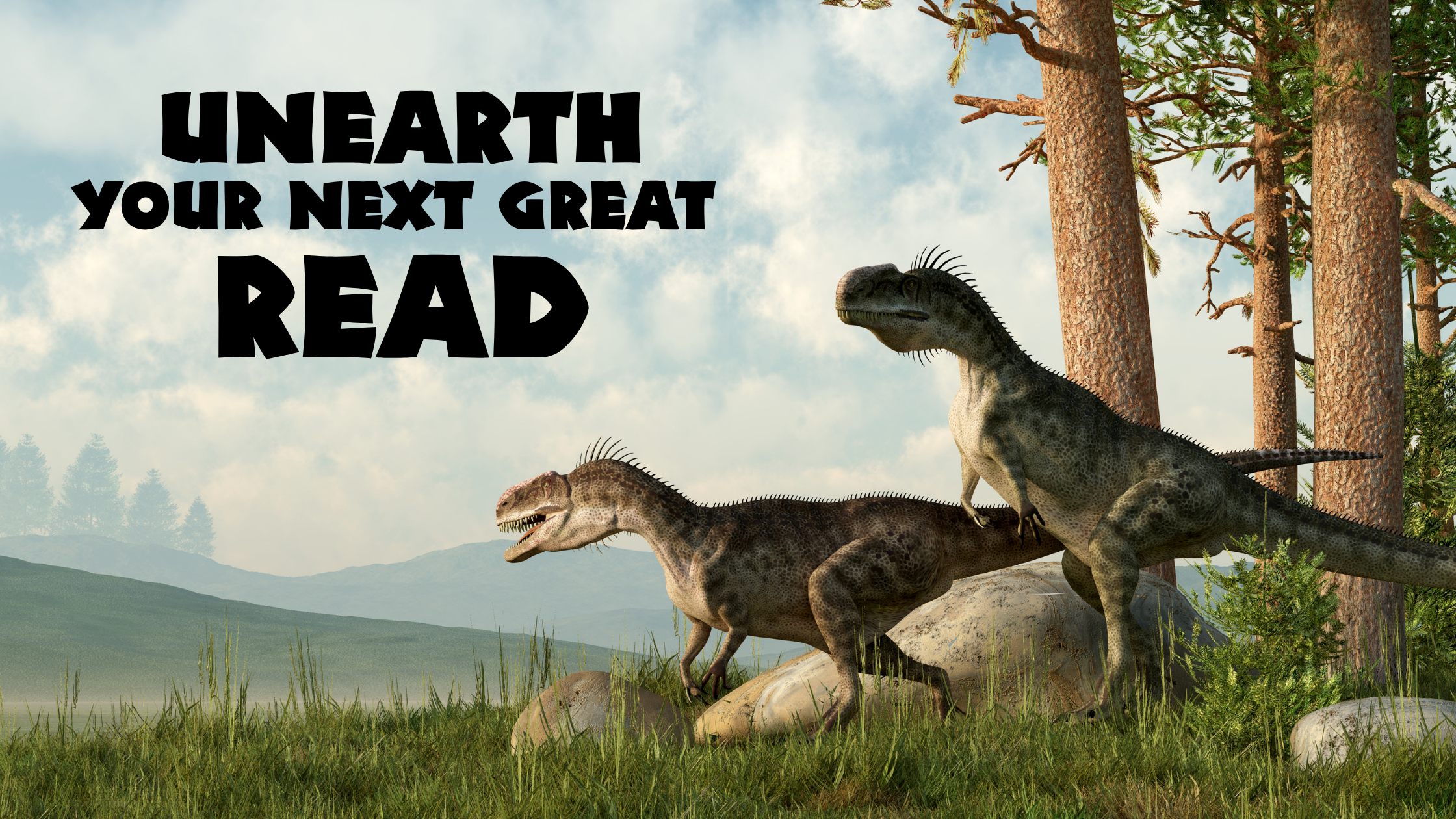 image of dinosaurs in forest