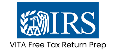 Image of IRS logo specifying VITA Free Tax Return Preparation