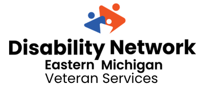 Image of Disability Network Eastern Michigan logo specifying veteran services